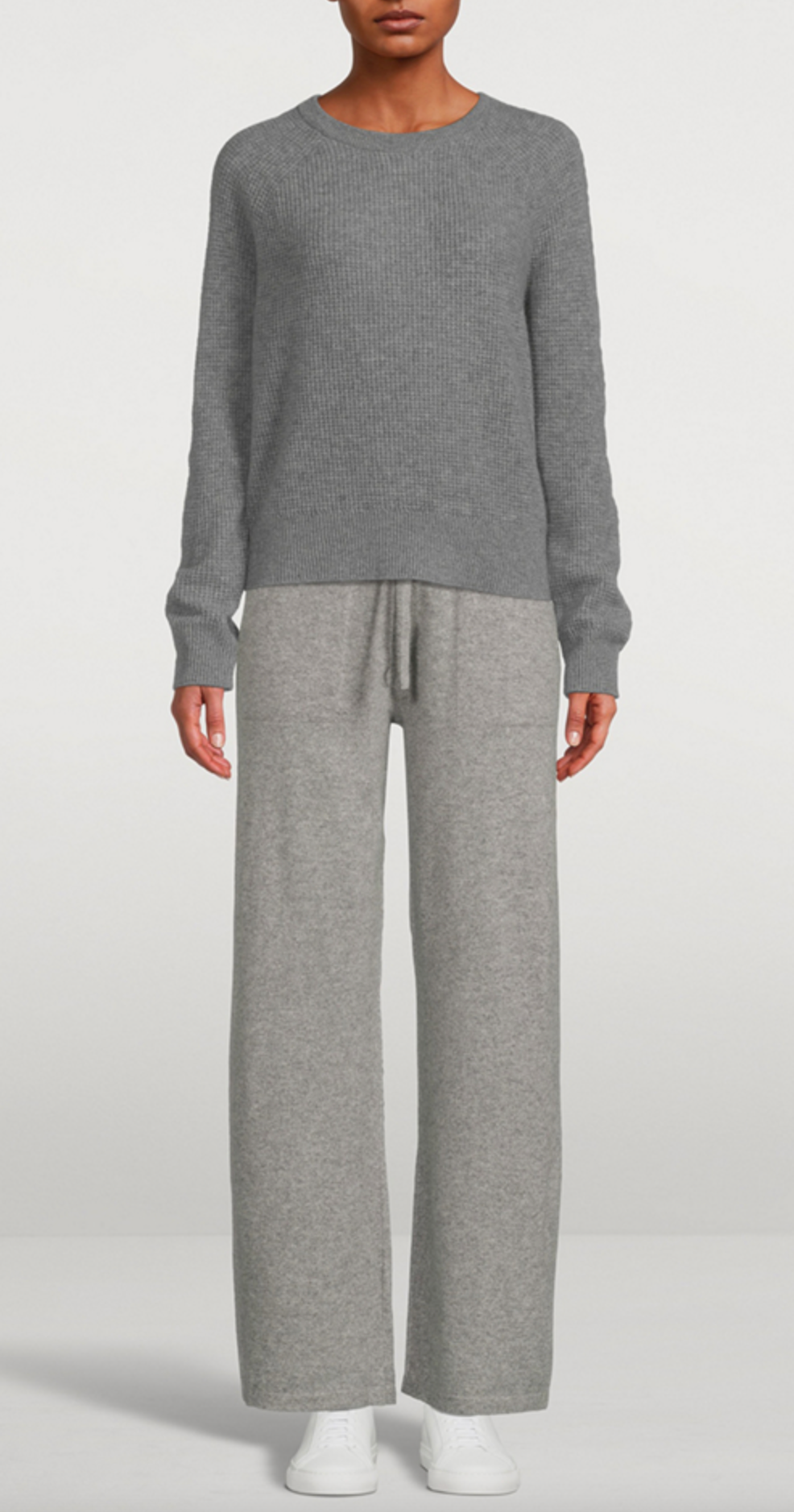 Cashmere Waffle Sweatshirt in Grey Heather