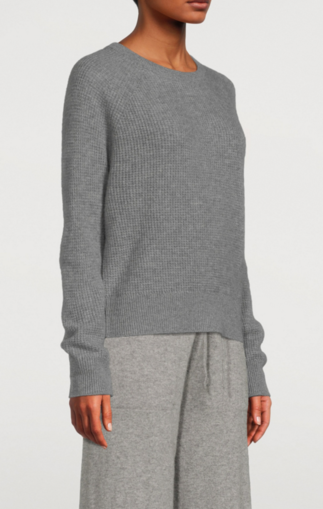 Cashmere Waffle Sweatshirt in Grey Heather