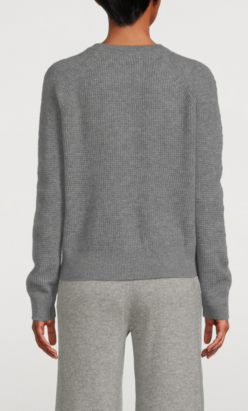 Cashmere Waffle Sweatshirt in Grey Heather