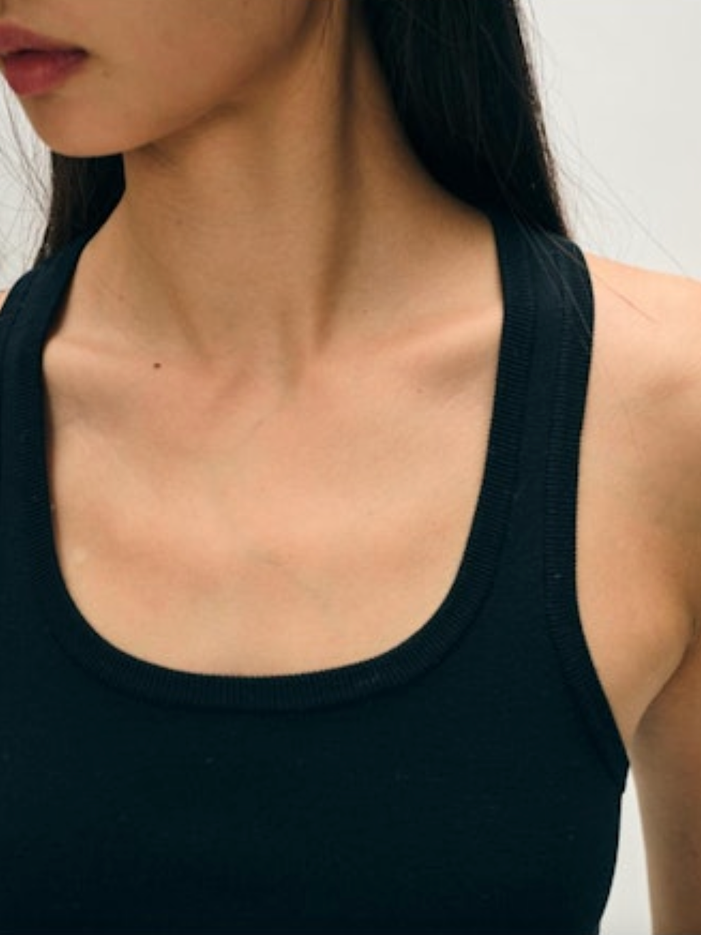 Viscose Blend Ribbed Tank in Black