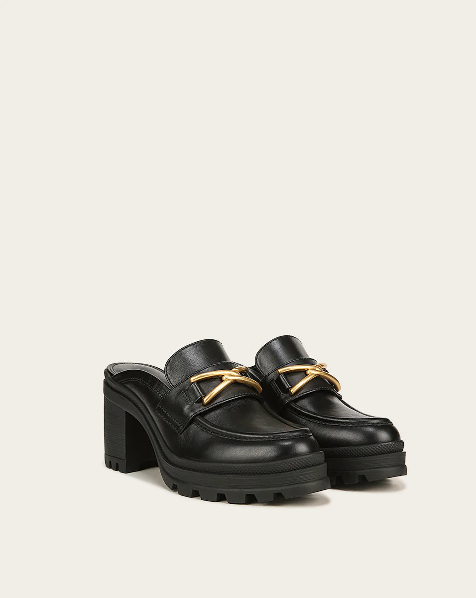 Wynter Leather Loafer Mule in Black
