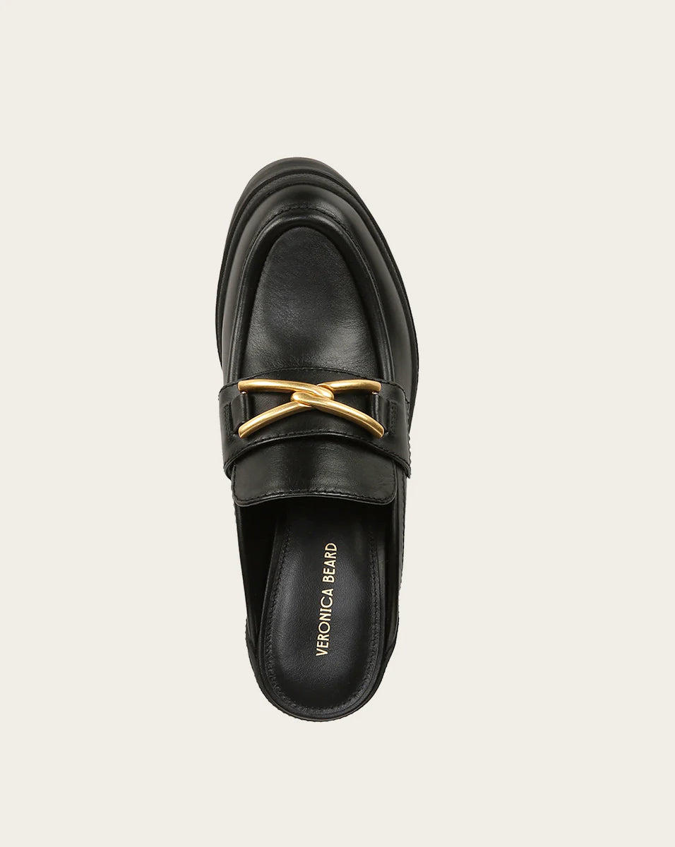 Wynter Leather Loafer Mule in Black