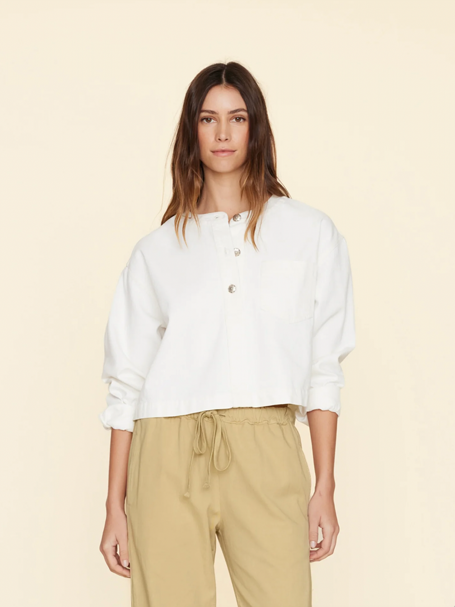 Nicky Denim Top in White