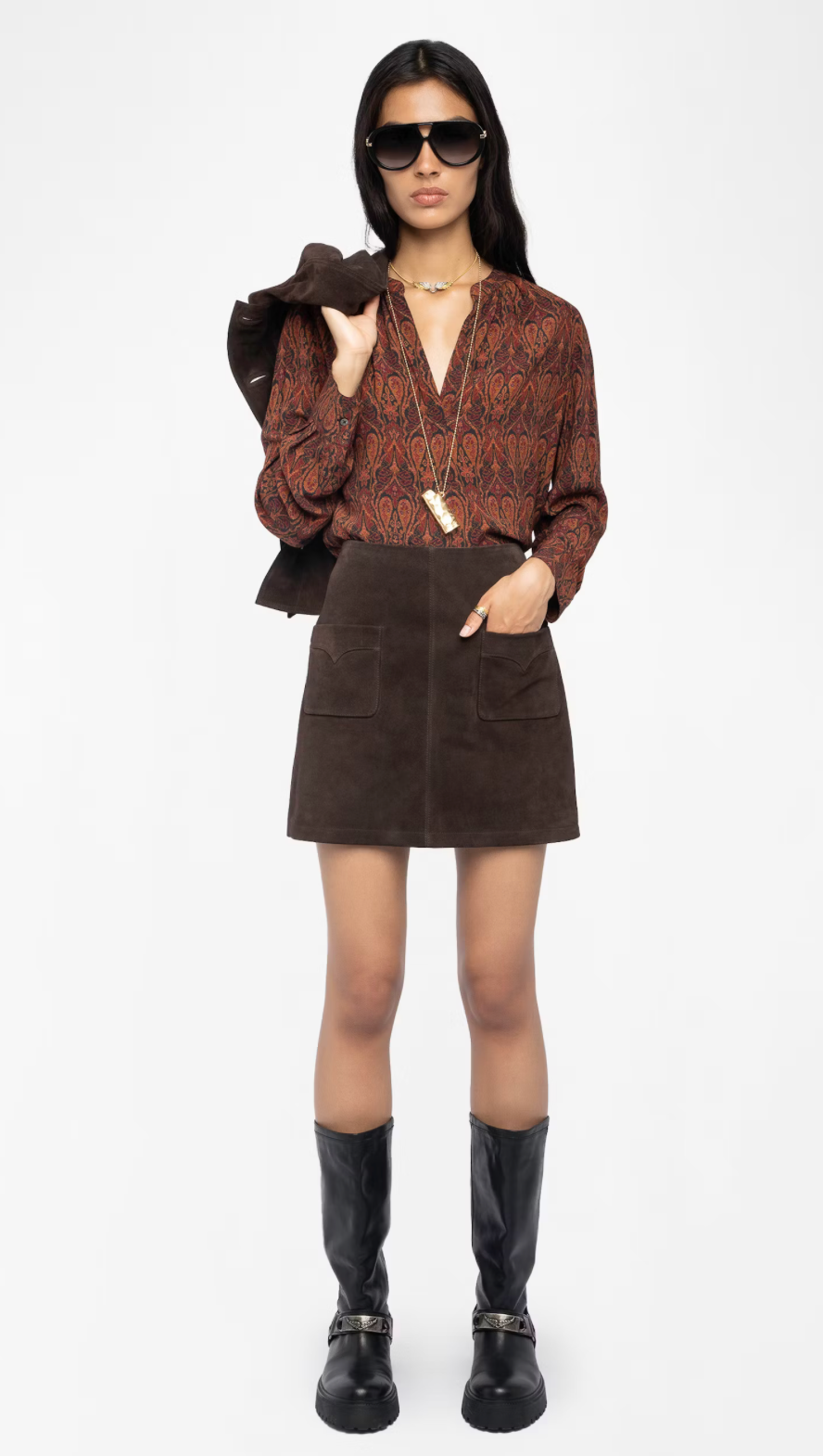 Tink Soft Paisley Blouse in Black