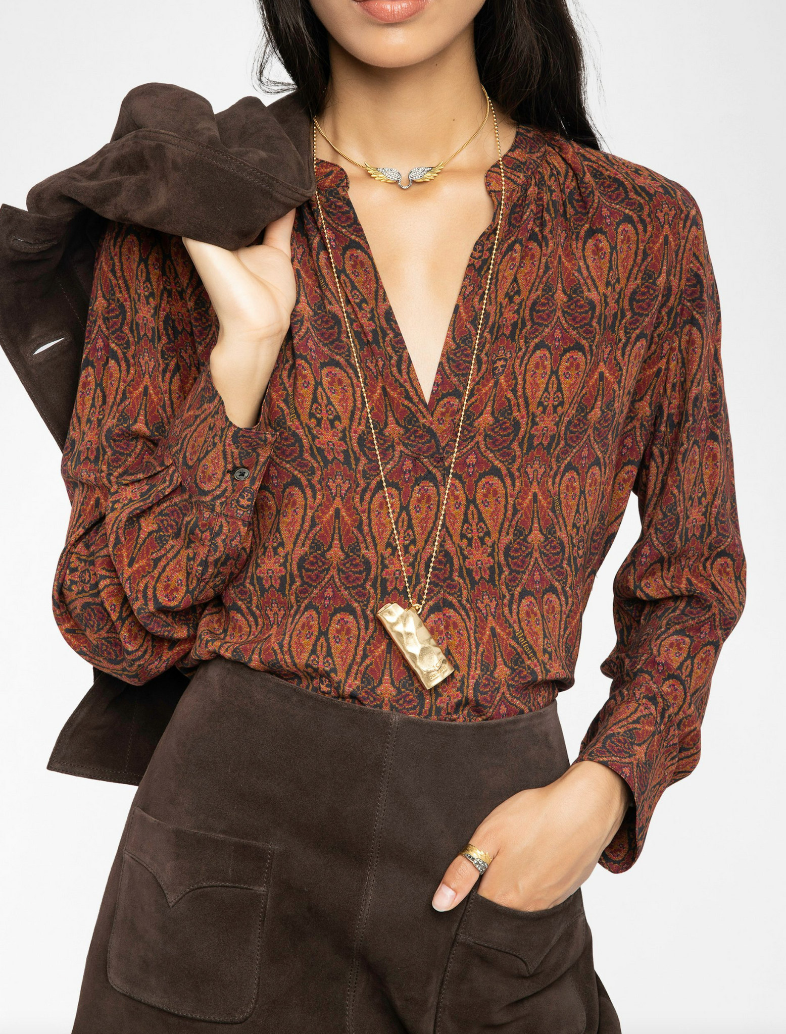 Tink Soft Paisley Blouse in Black