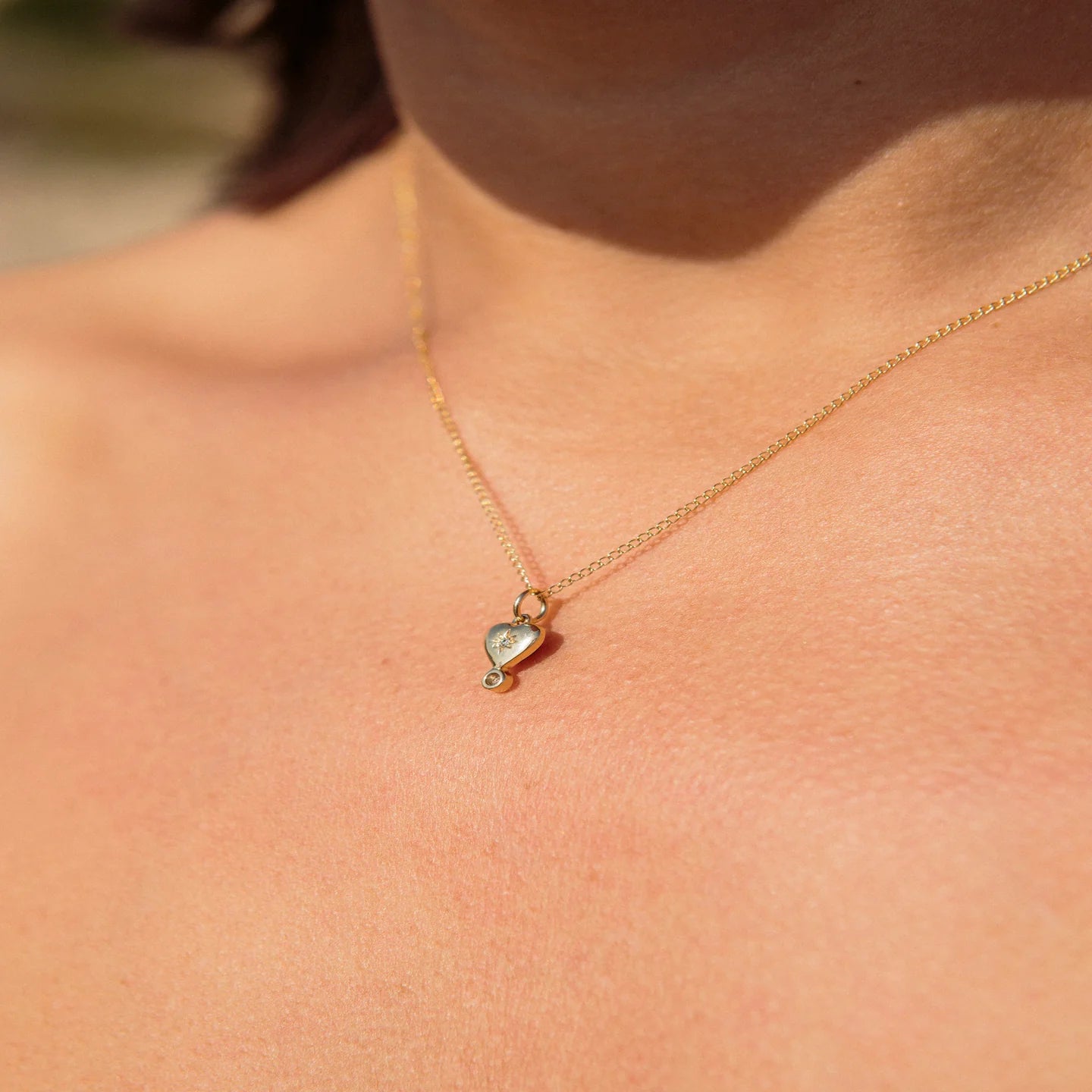 Turquoise and Diamond Byrdie Heart Charm