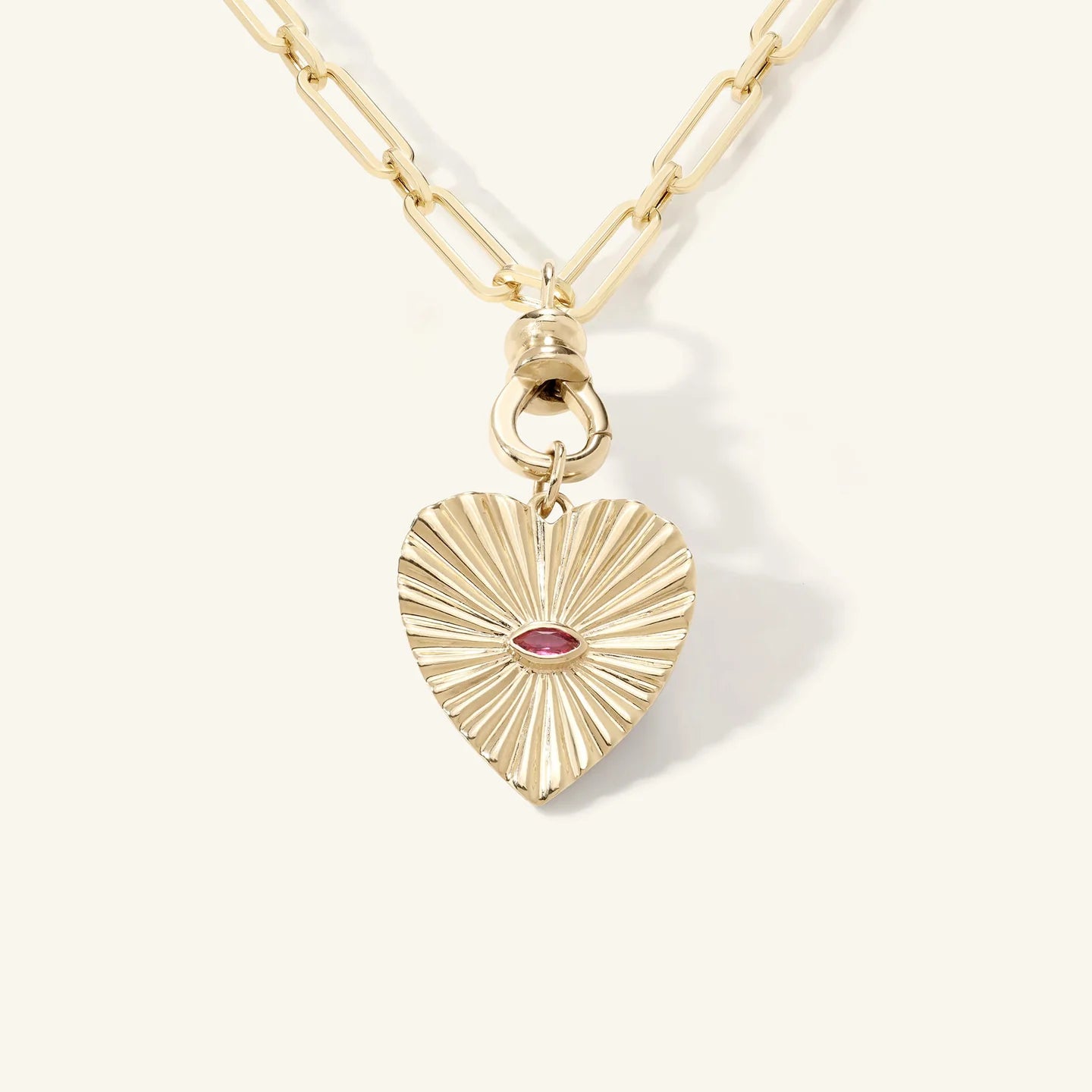 Pink Tourmaline Sunbeam Heart Charm