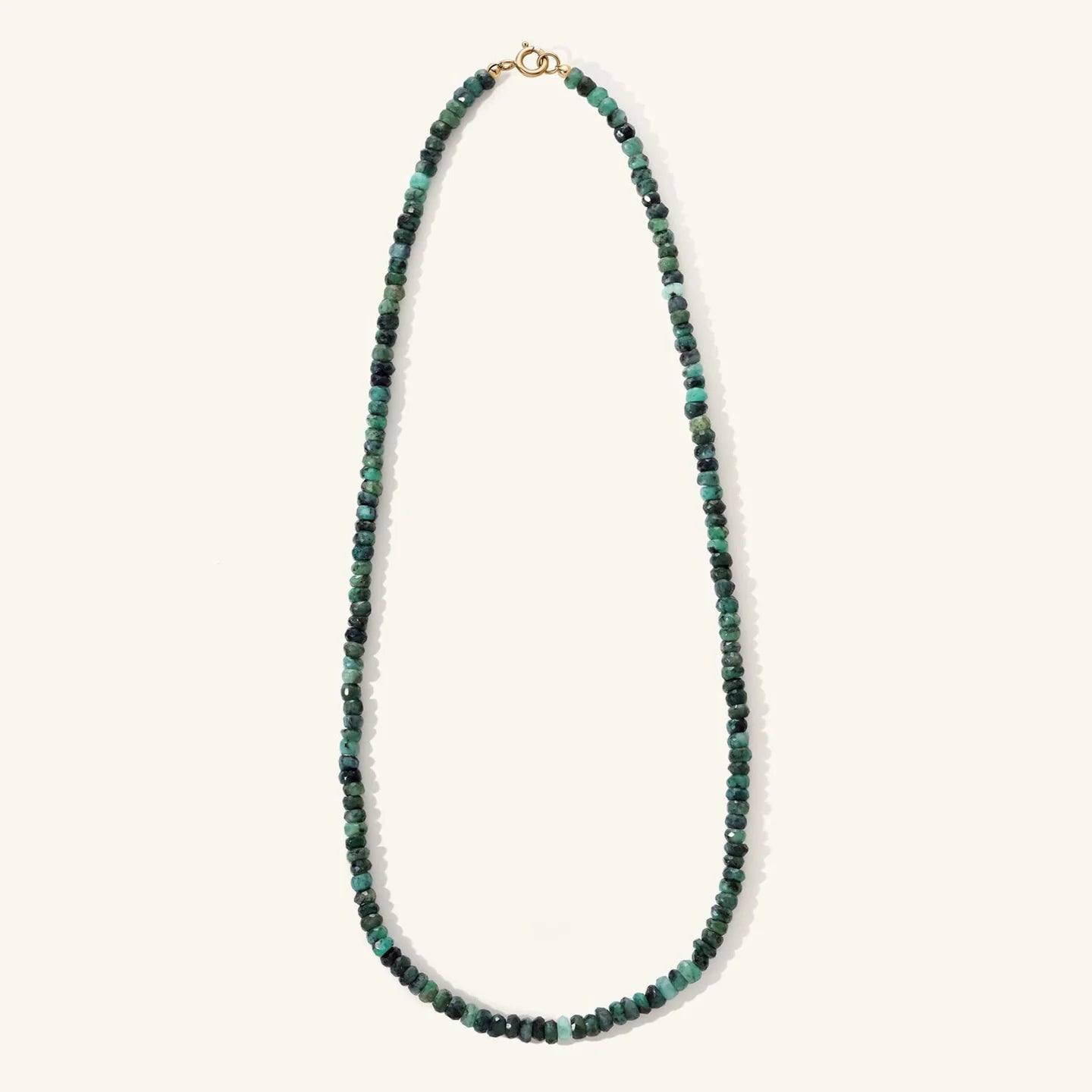 Raw Emerald Beaded Necklace - 20"