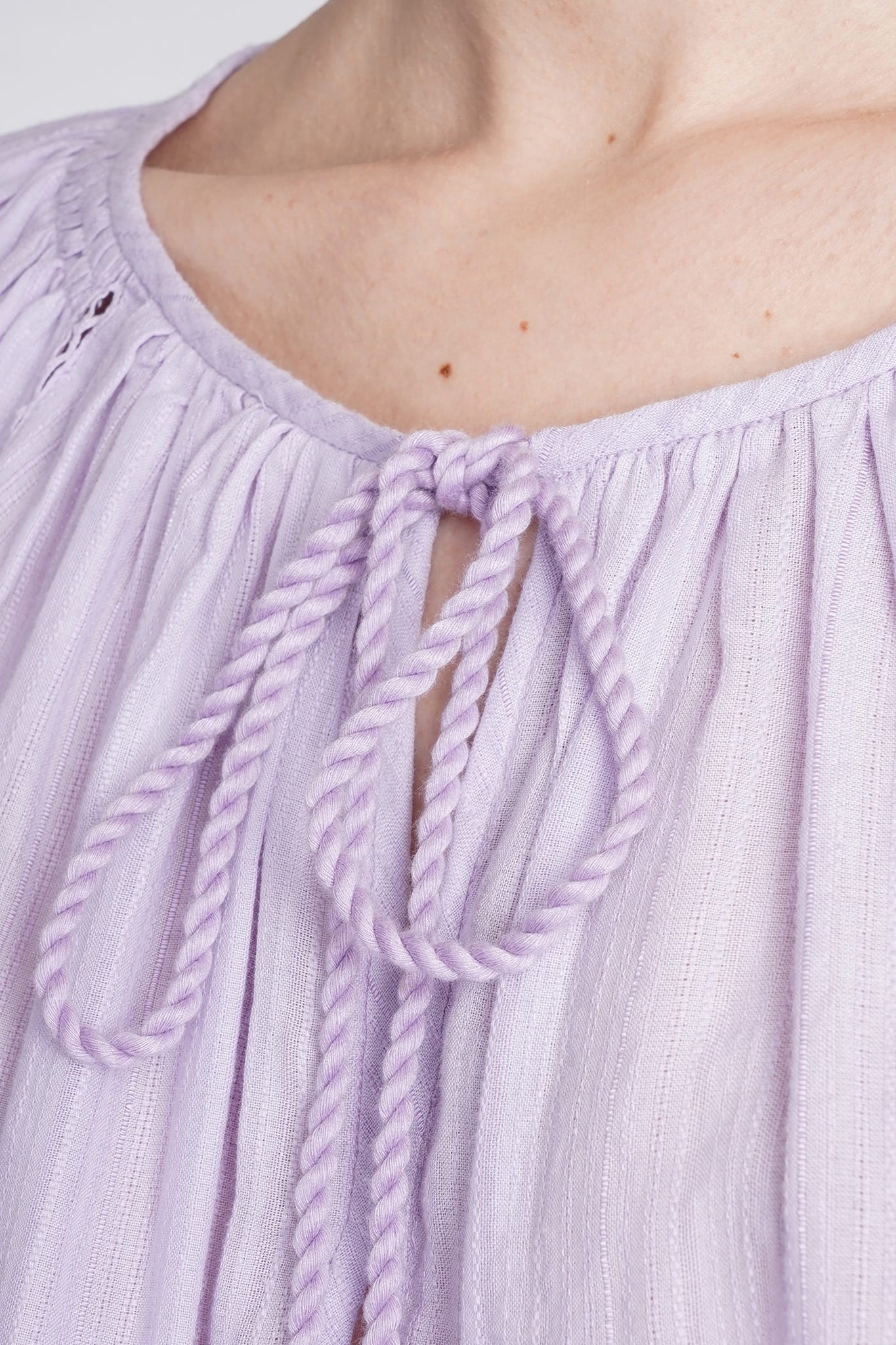Liam Cotton and Linen Top in Lilac