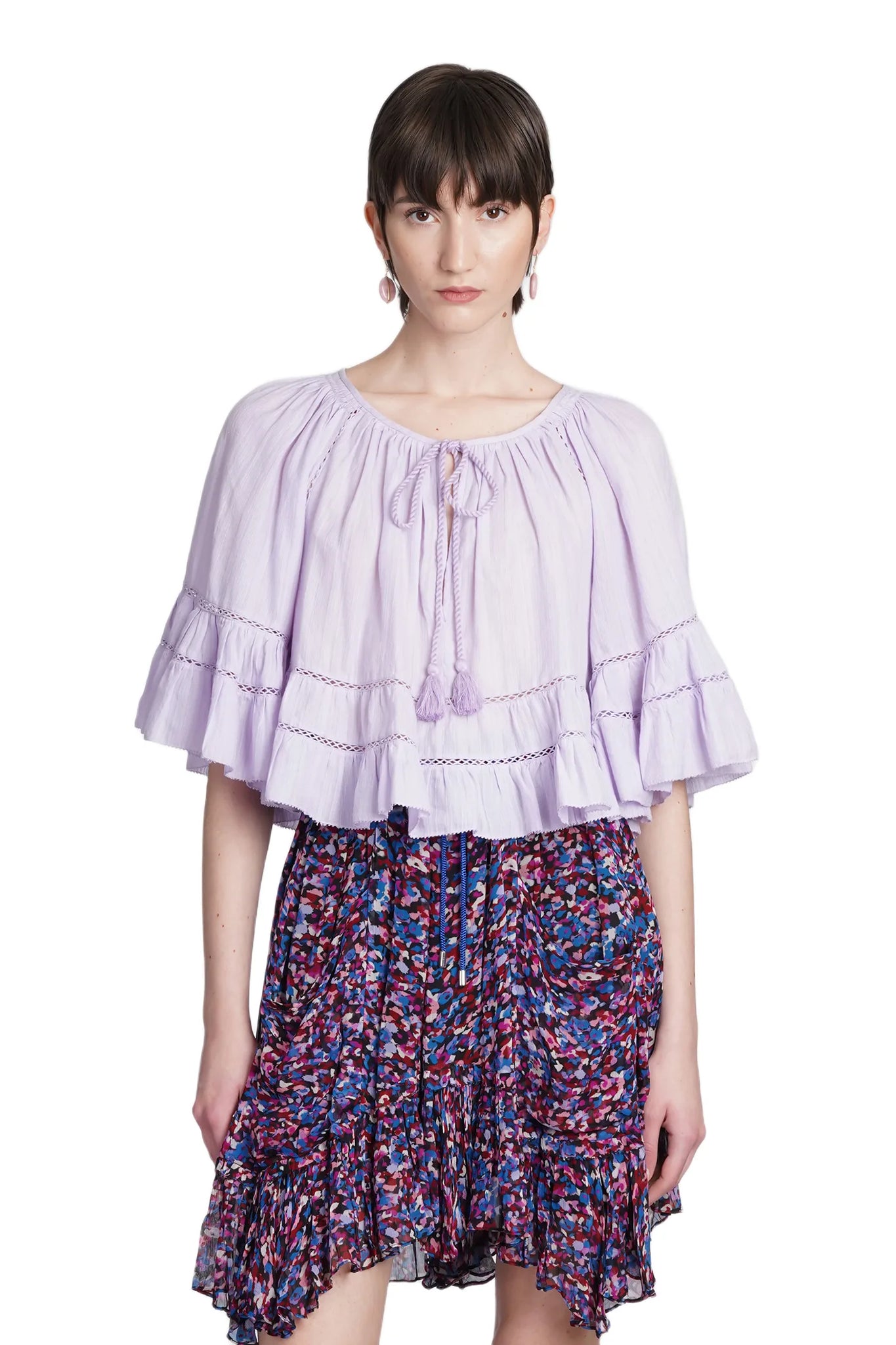 Liam Cotton and Linen Top in Lilac