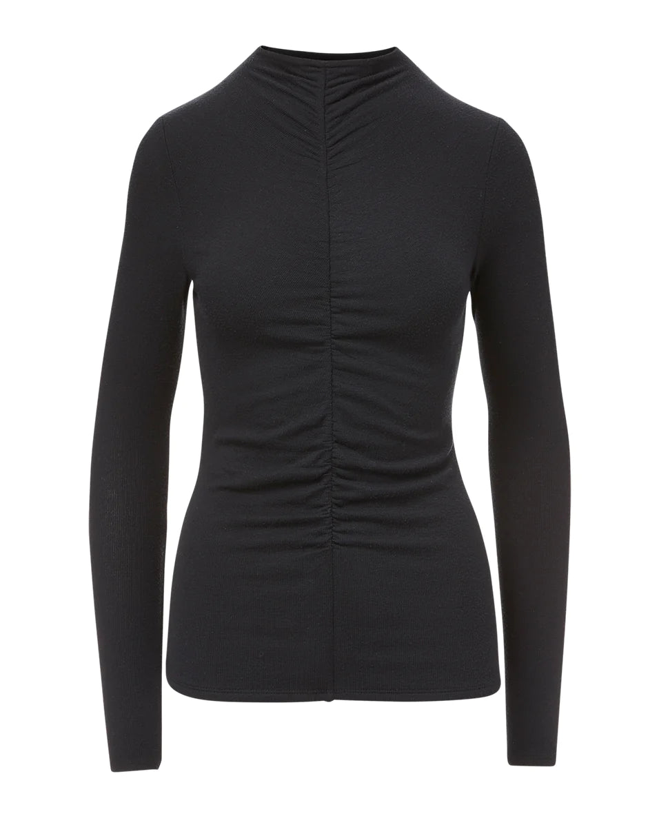 Theresa Ruched Turtleneck in Black