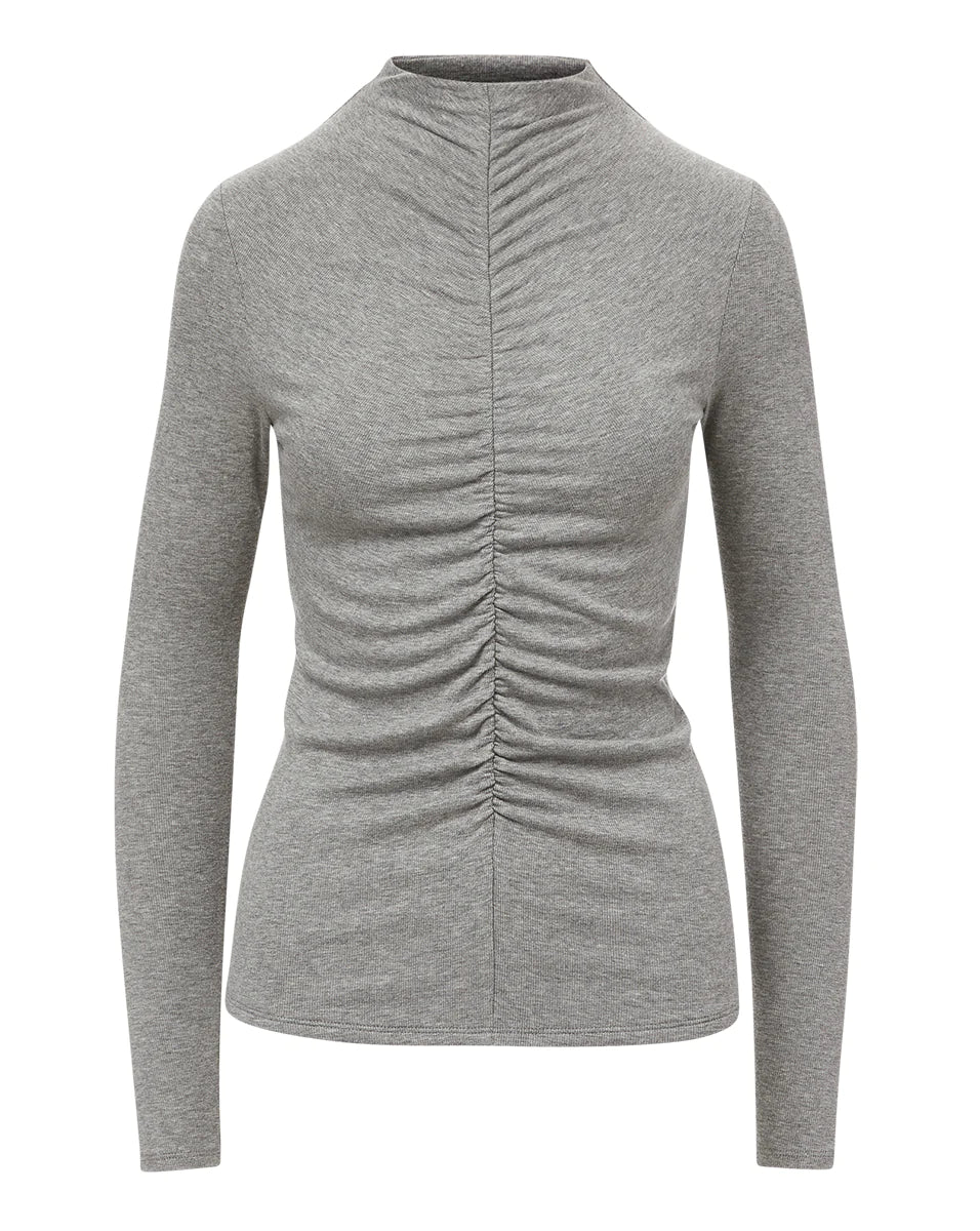 Theresa Ruched Turtleneck in Heather Grey