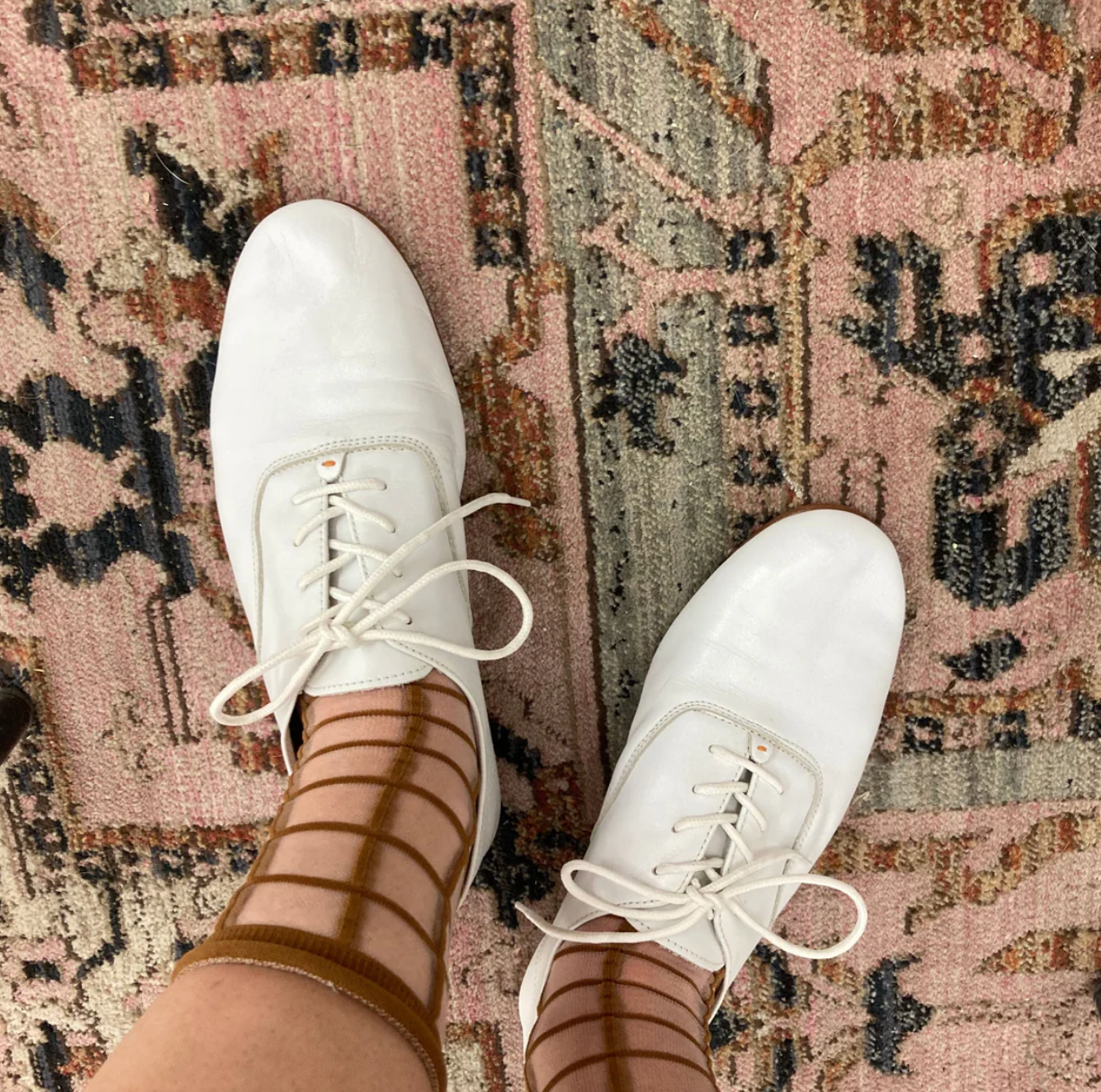 Sheer French Window Socks in Toffee
