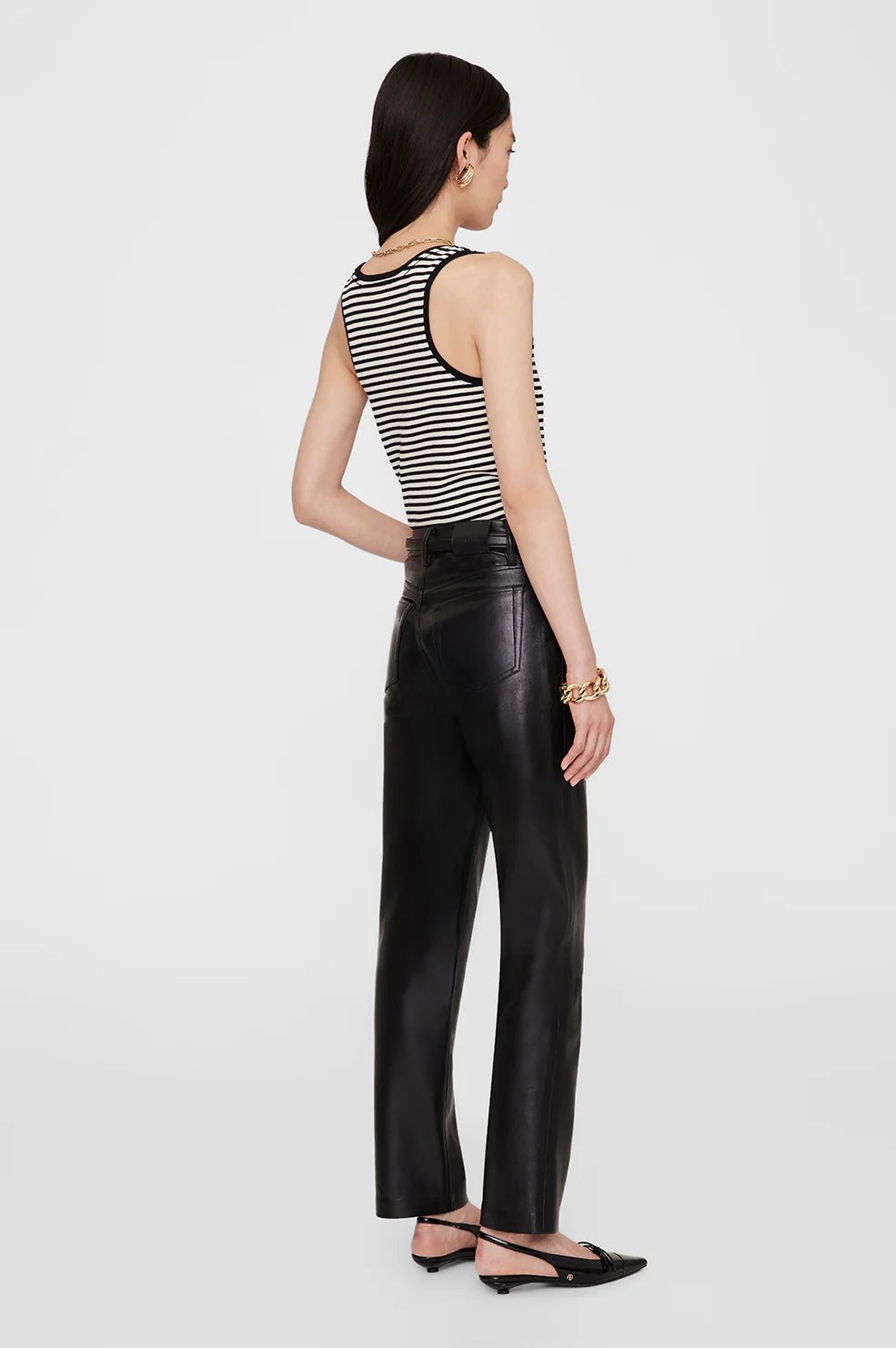 Alessia Tank in Cream and Black Stripe