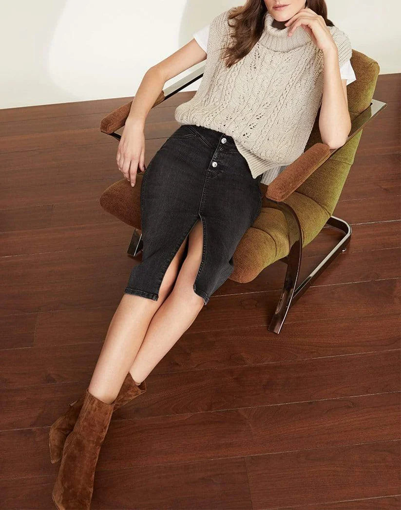 Herron Denim Midi Skirt in Washed Onyx