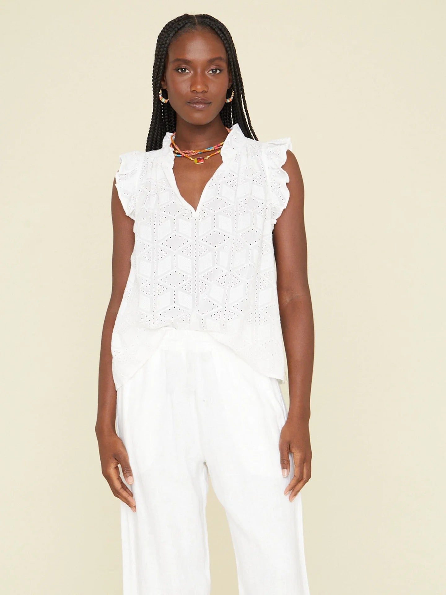 Bex Top in White Eyelet