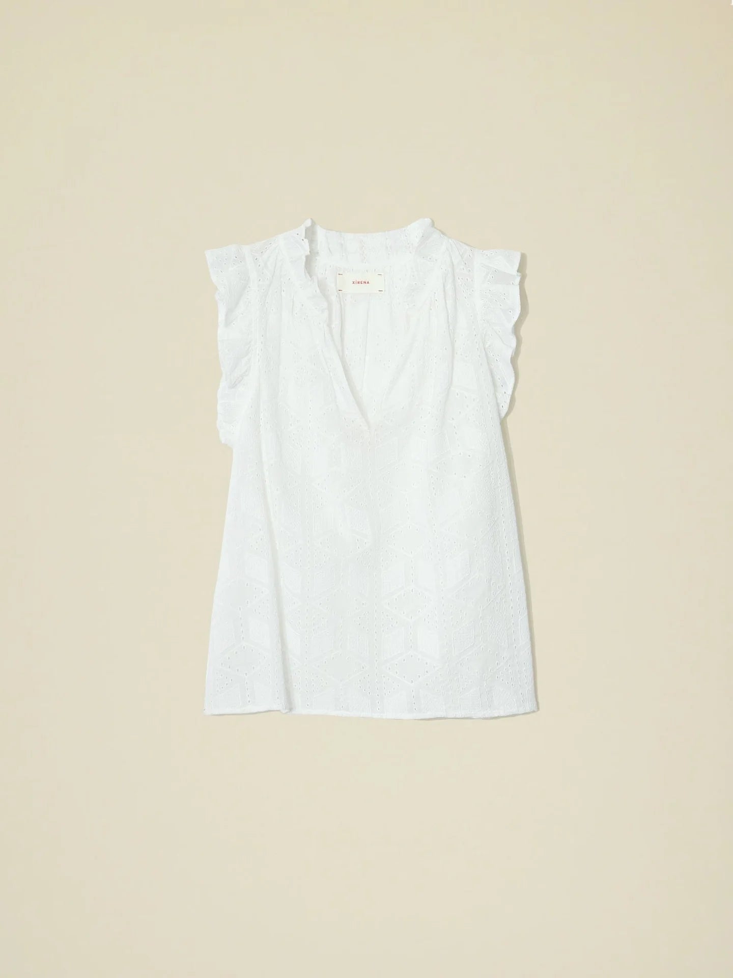 Bex Top in White Eyelet