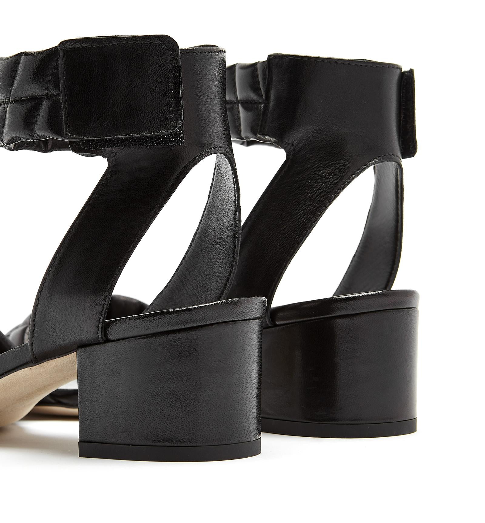 Rover Quilted Puffy Leather Sandal in Black