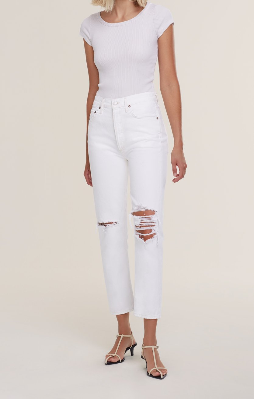 Riley High Rise Straight Crop in Veil