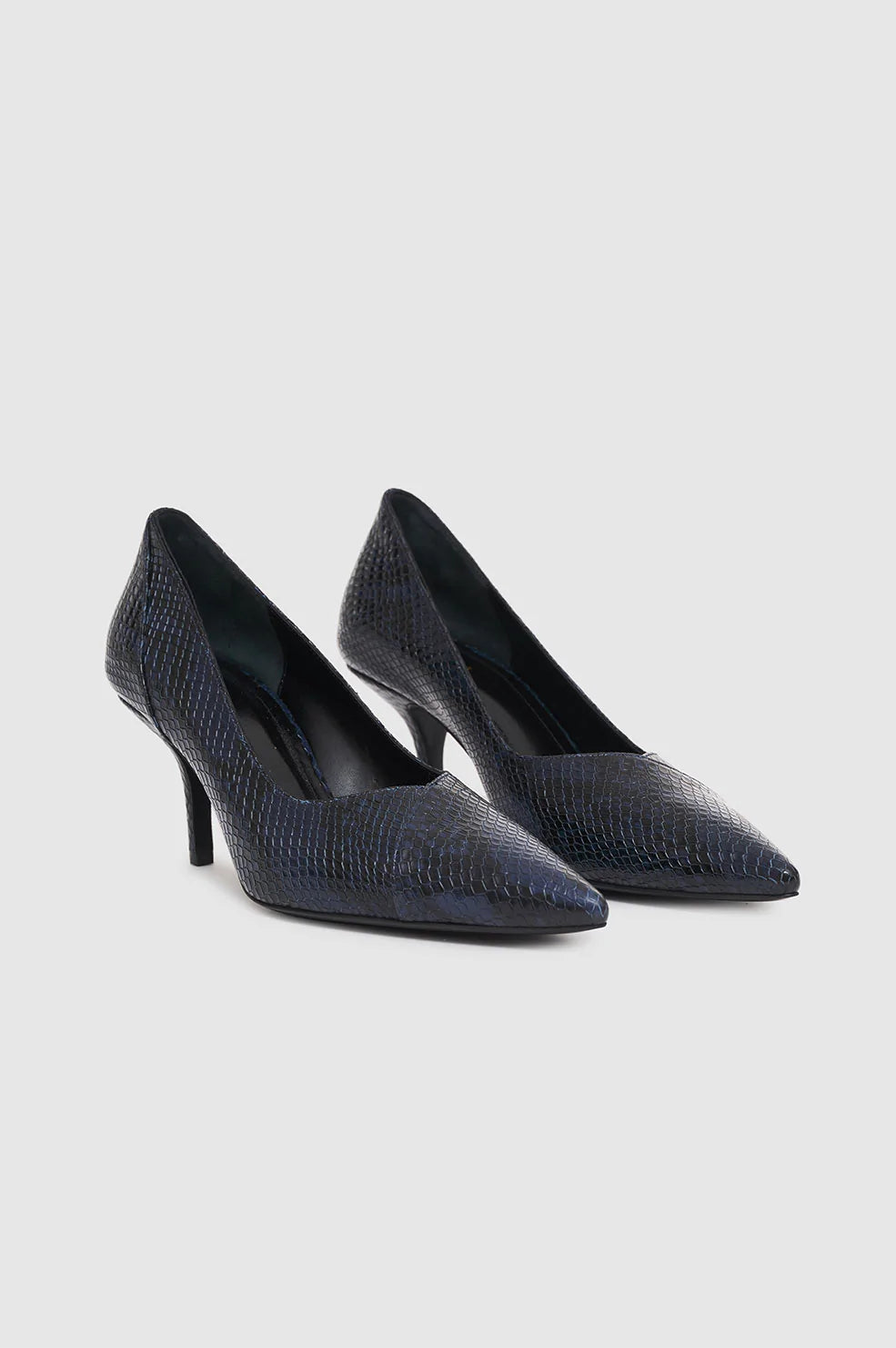 Devon Pumps in Blue Snake