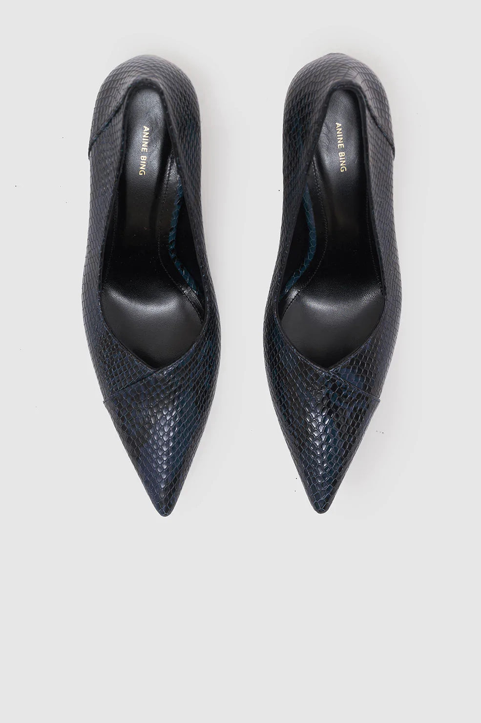 Devon Pumps in Blue Snake