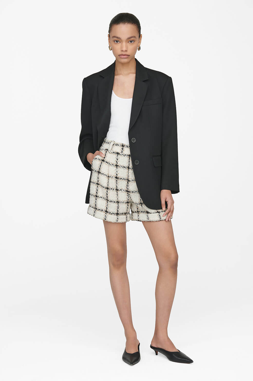 Becky Short in Beige Plaid