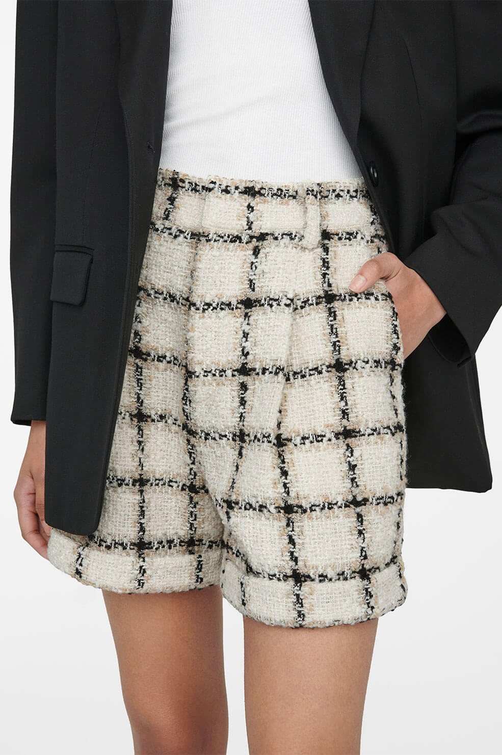Becky Short in Beige Plaid