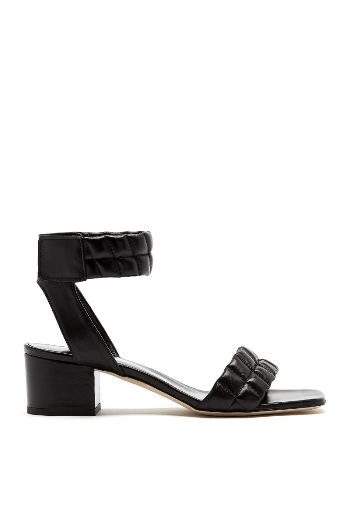 Rover Quilted Puffy Leather Sandal in Black