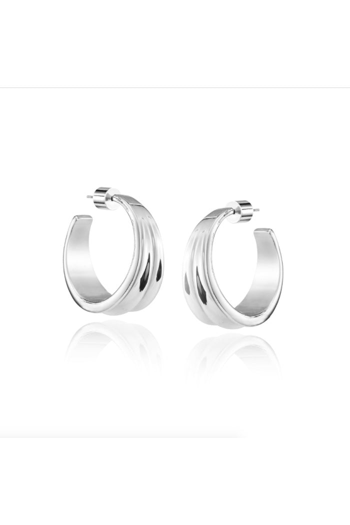 Pleated Hoops in Silver