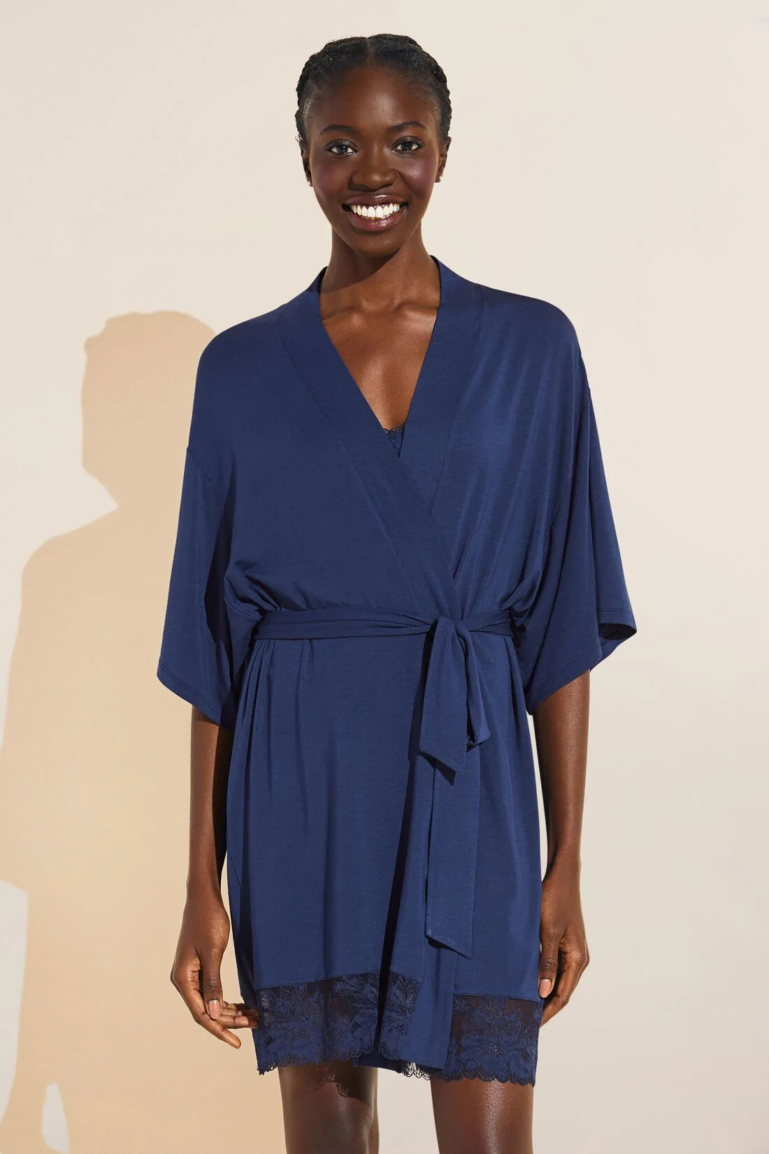 Rosalia Tencel Modal Robe in Navy
