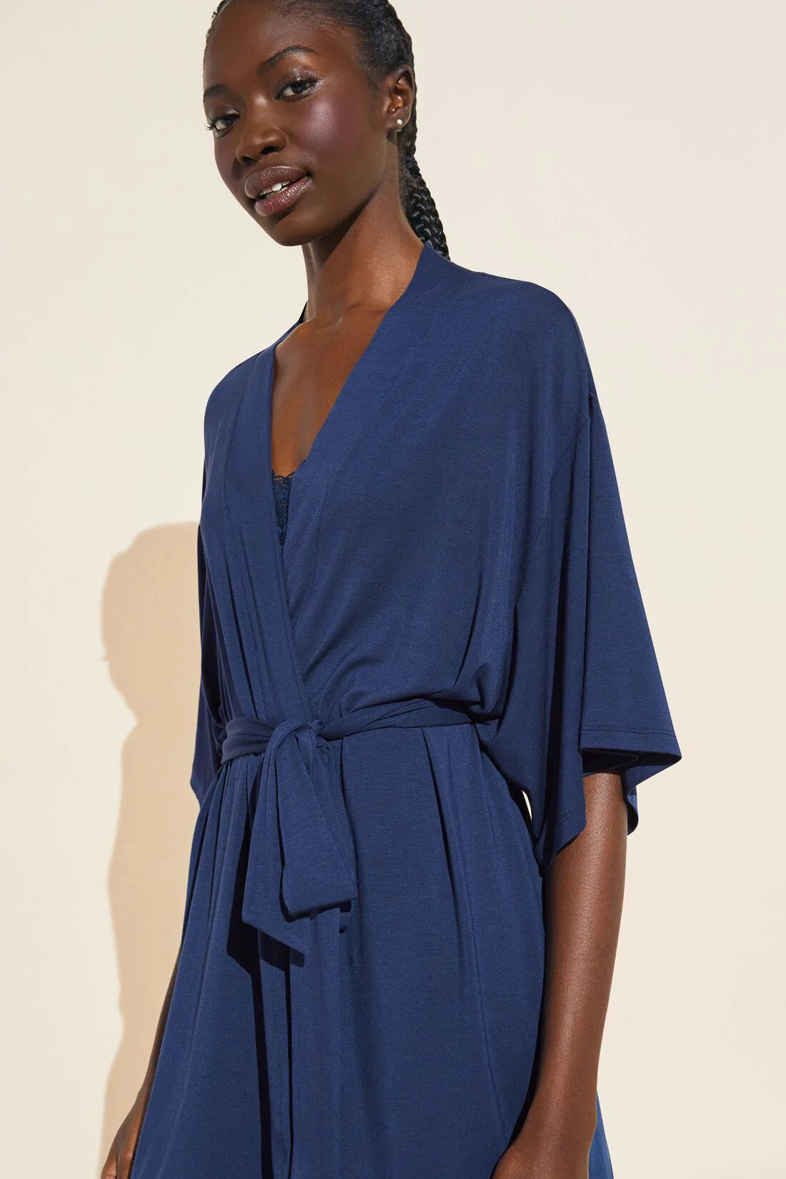 Rosalia Tencel Modal Robe in Navy