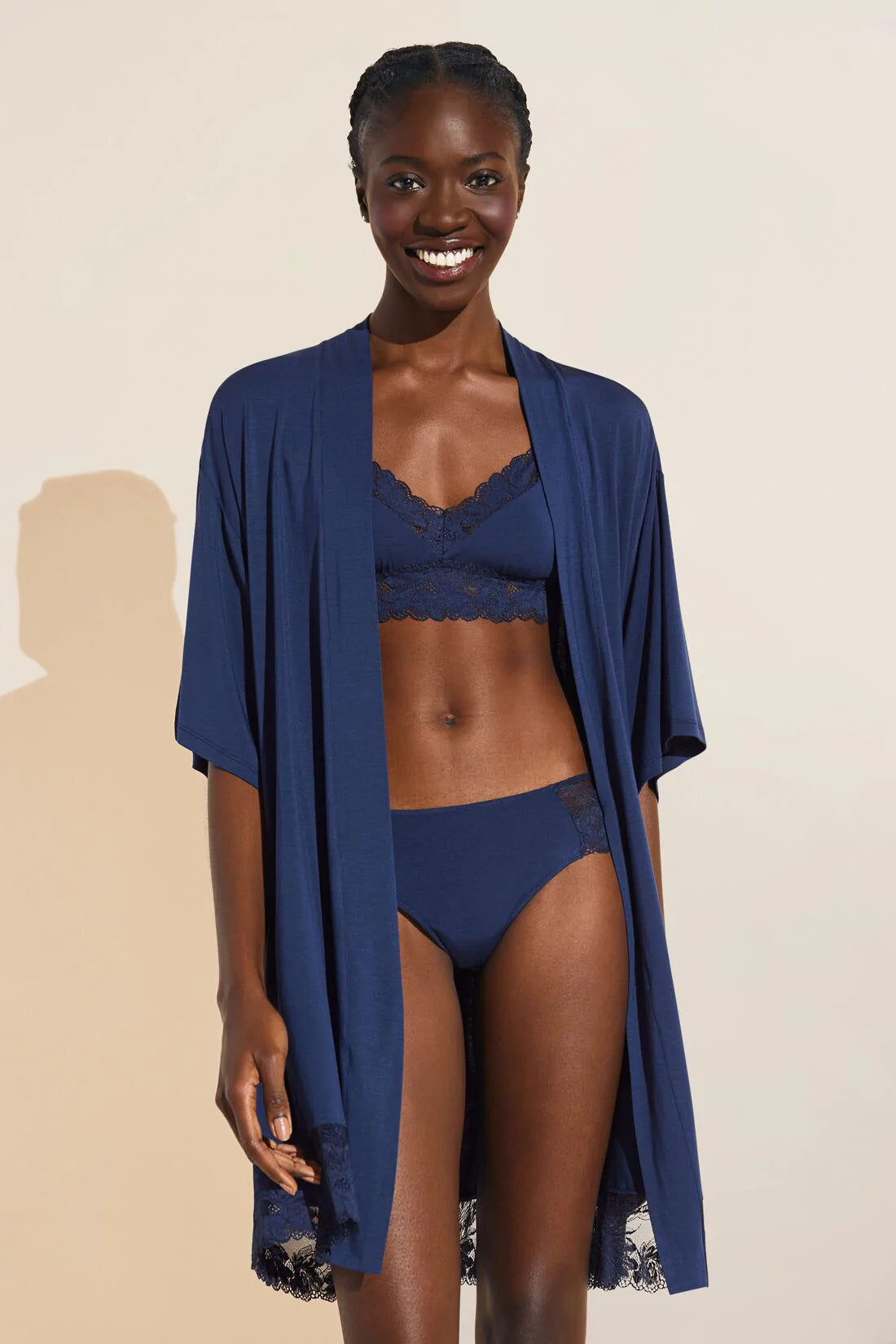 Rosalia Tencel Modal Robe in Navy