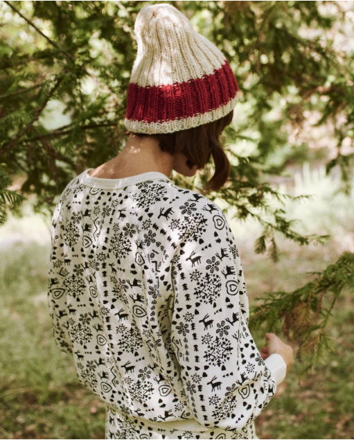 The College Sweatshirt. Washed White Folk Print