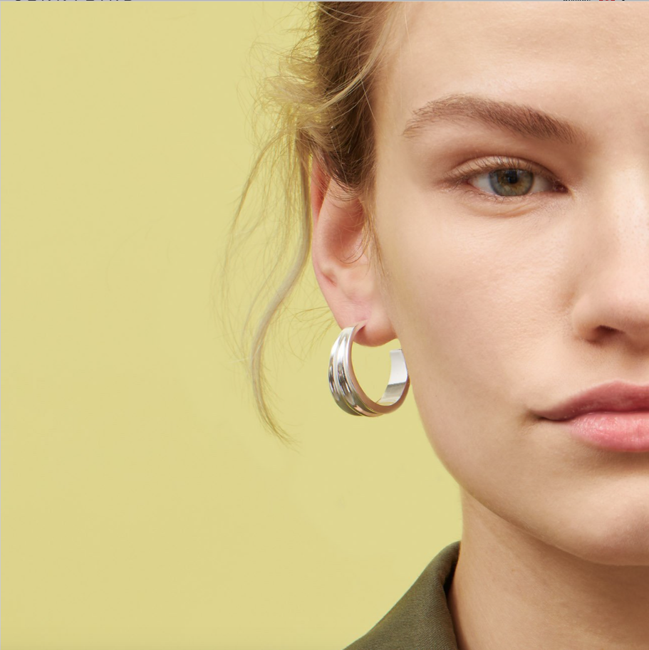 Pleated Hoops in Silver