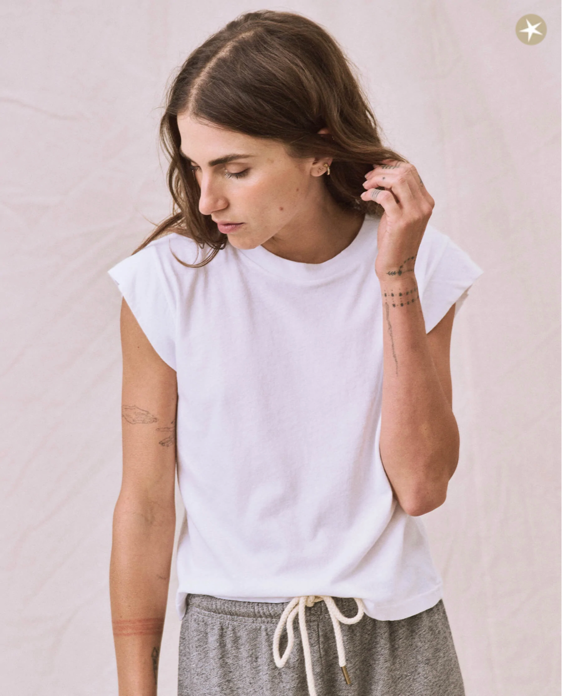 The Peak Shoulder Tee. True White