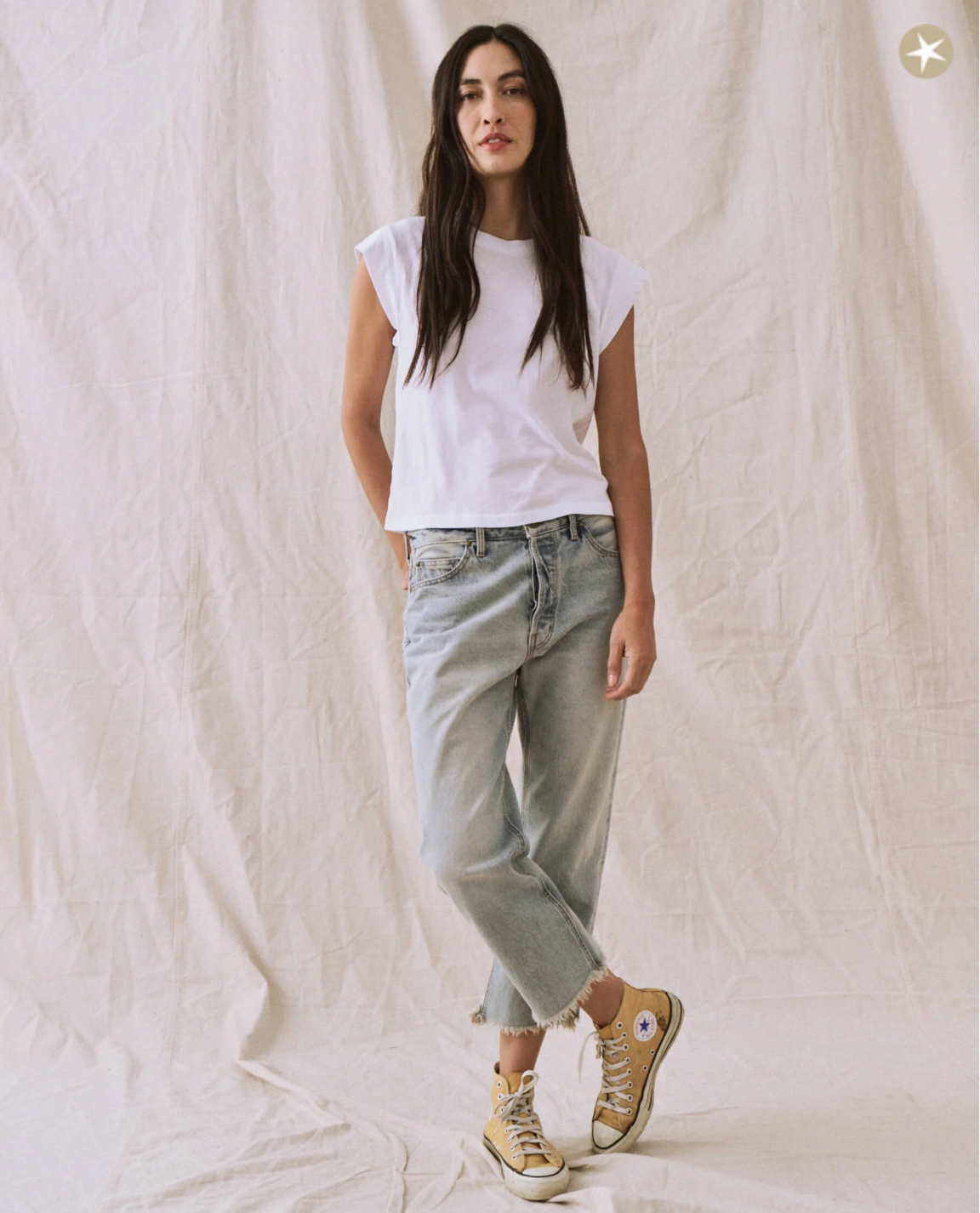 The Peak Shoulder Tee. True White