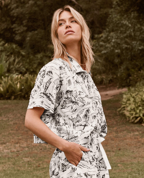 The Cruise Top. Black Getaway Print