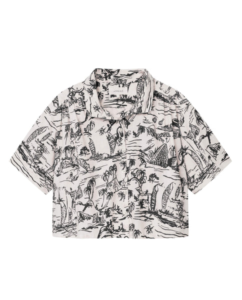 The Cruise Top. Black Getaway Print