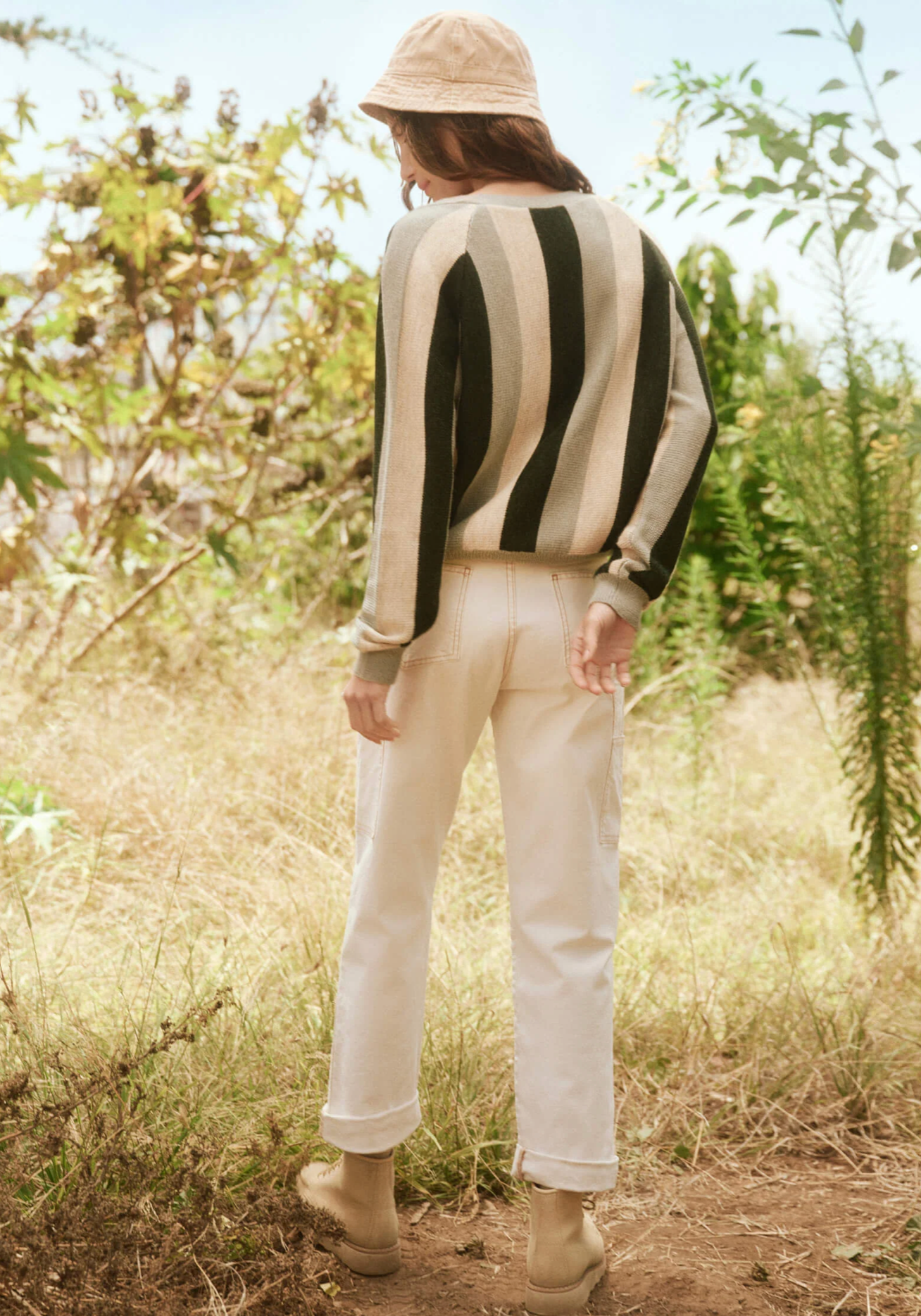 The Varsity Cardigan. Smokey Green Stripe