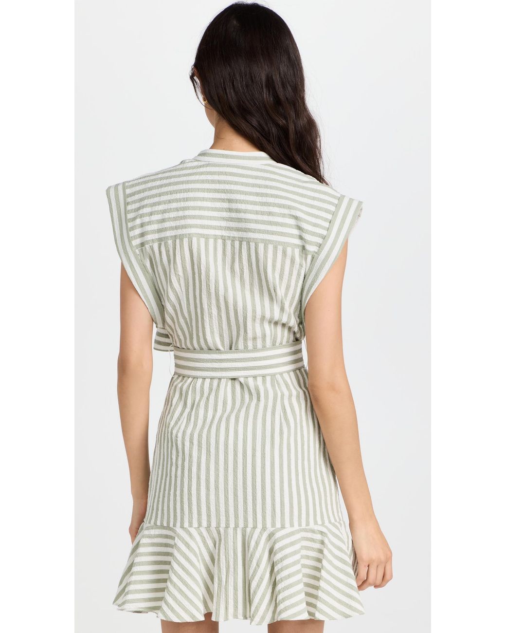 Avella Dress in Dark Sage and White