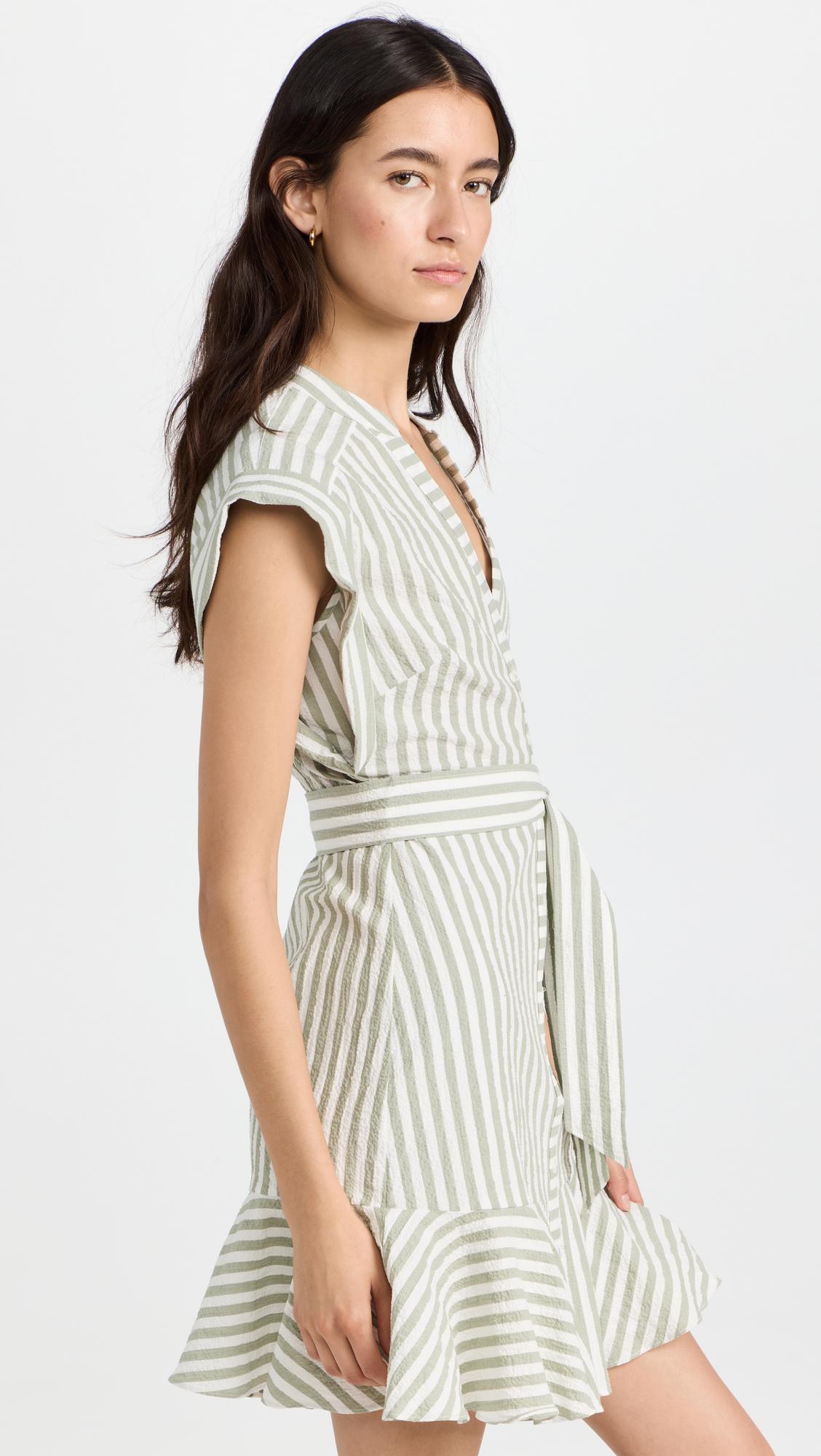 Avella Dress in Dark Sage and White