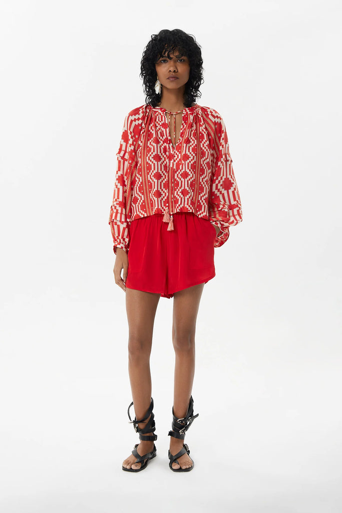 Ayacucho Francis Blouse in Ethnic Red