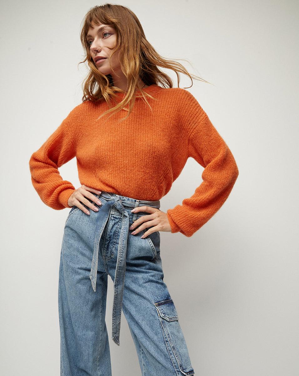Melinda Crewneck Sweater in Deep Orange