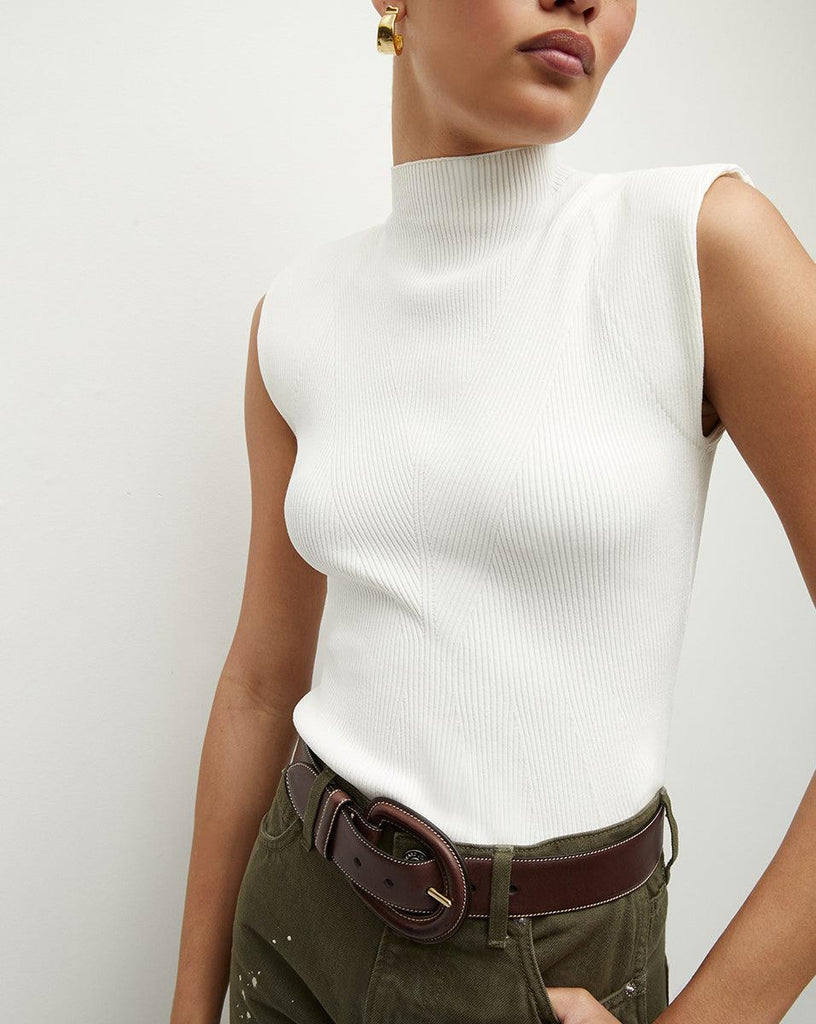 Cio Ribbed Top in Off White