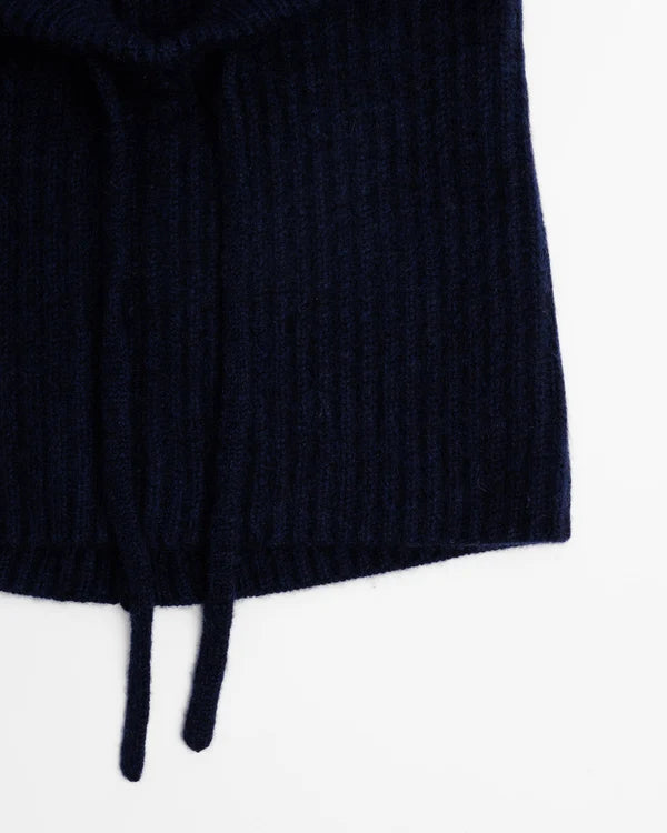 Cashmere Ribbed Balaclava in Deep Navy