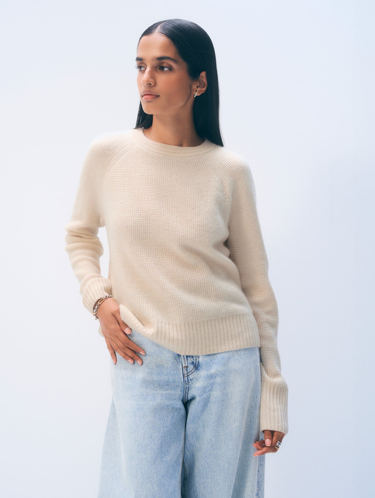 Cashmere Waffle Sweatshirt in Cedarwood
