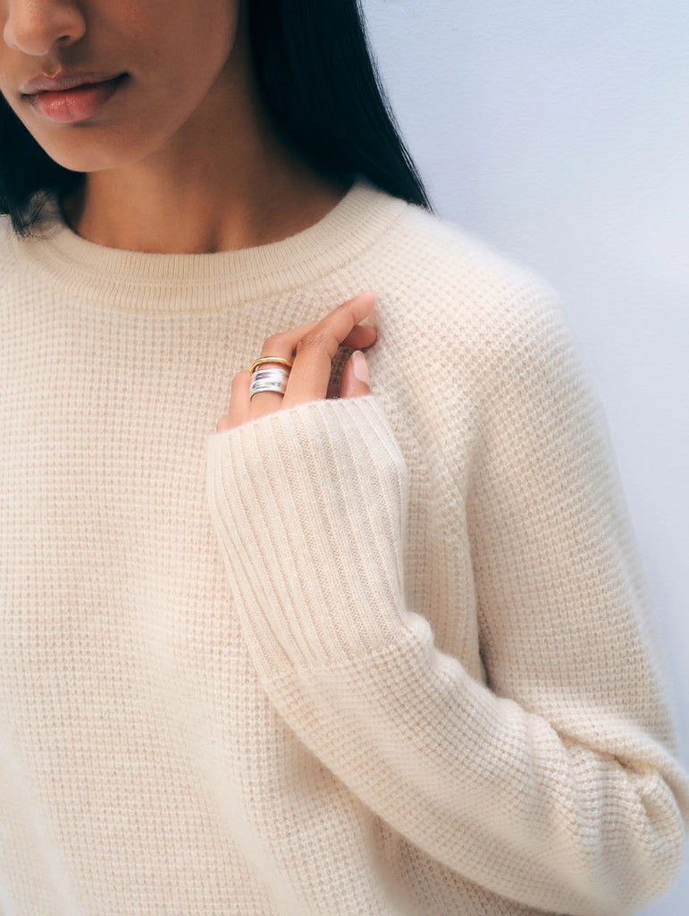 Cashmere Waffle Sweatshirt in Grey Heather