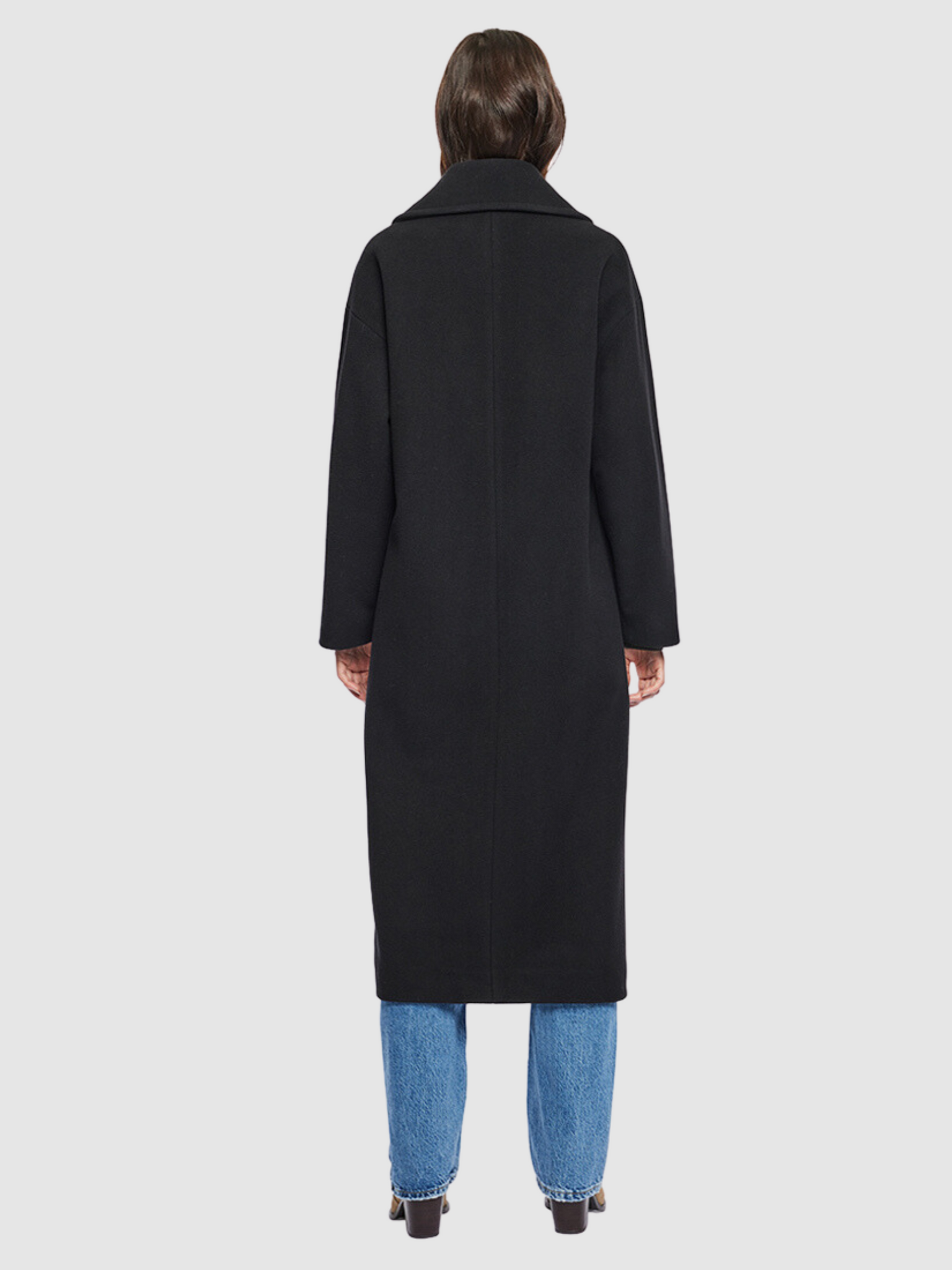 Long Cashmere Blend Coat in Black