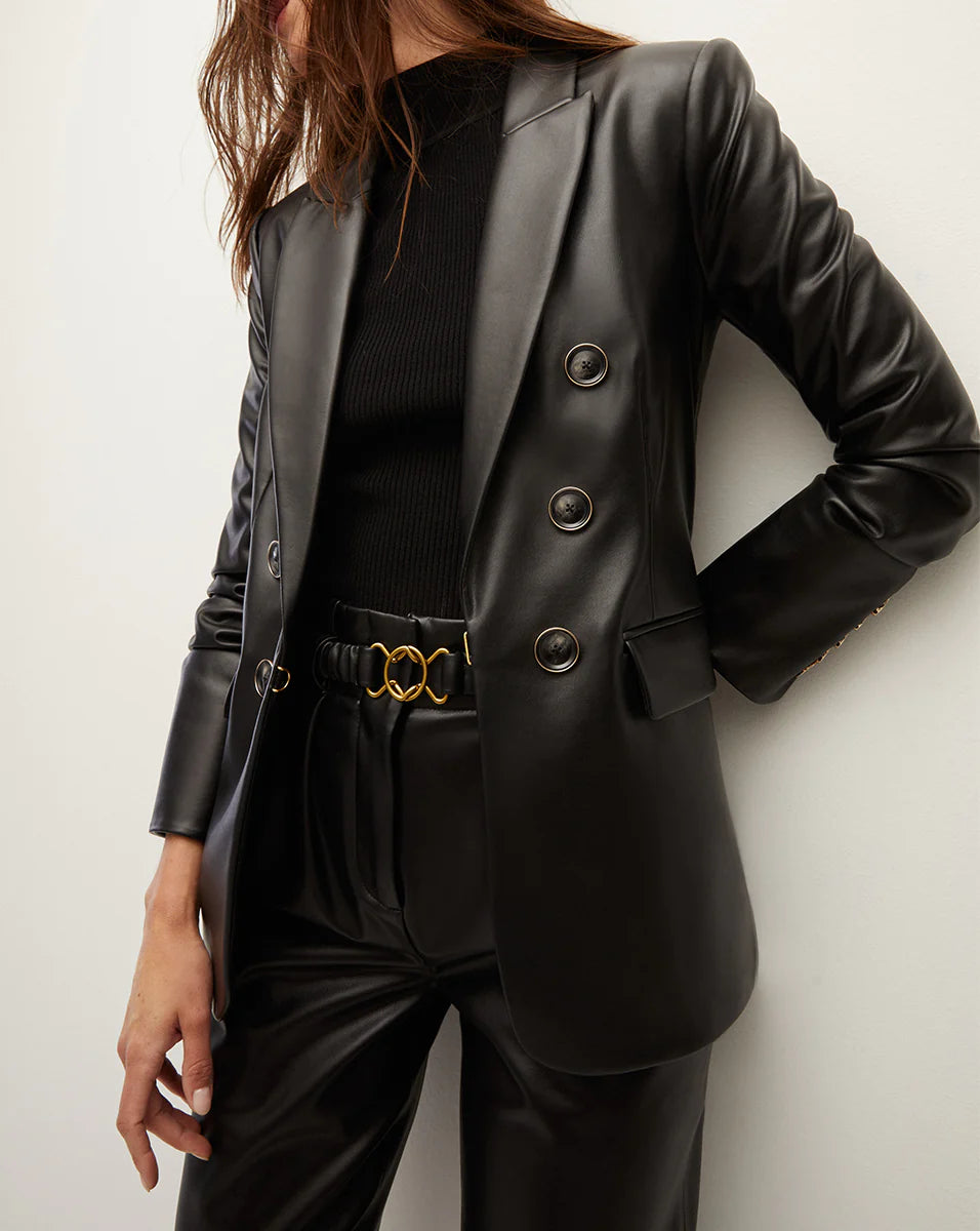 Beacon Vegan Leather Dickey Jacket in Black