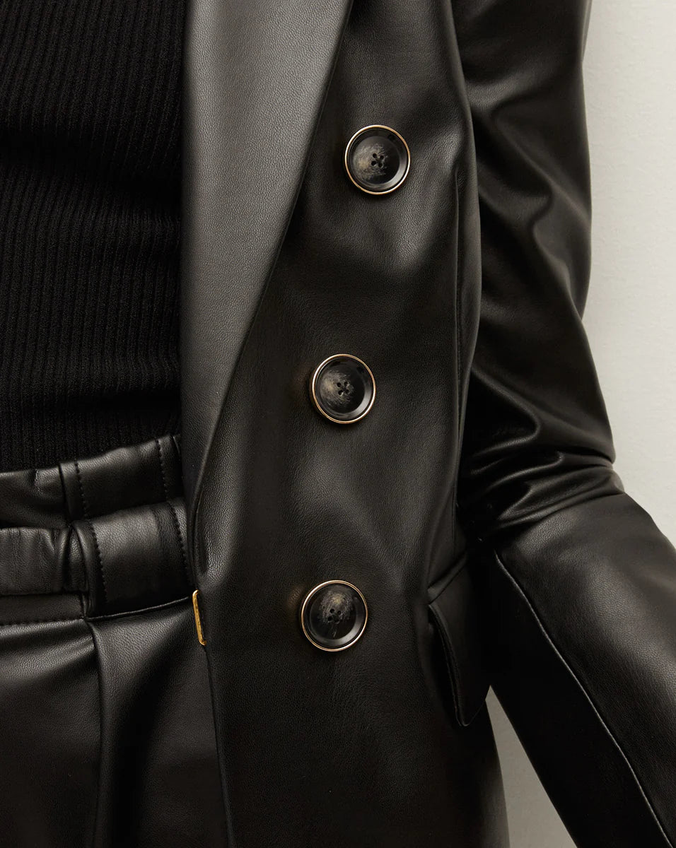 Beacon Vegan Leather Dickey Jacket in Black